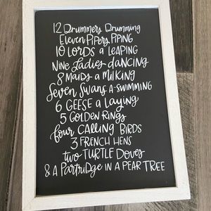 12 Days of Christmas Modern Farmhouse Hanging Wall Sign Decor
